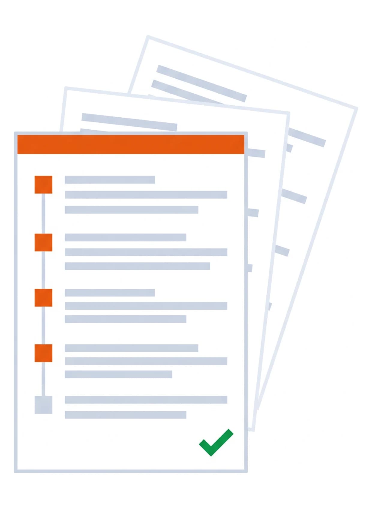A finished title report with a verified chain of title down its margin, the working documents stacked behind it.